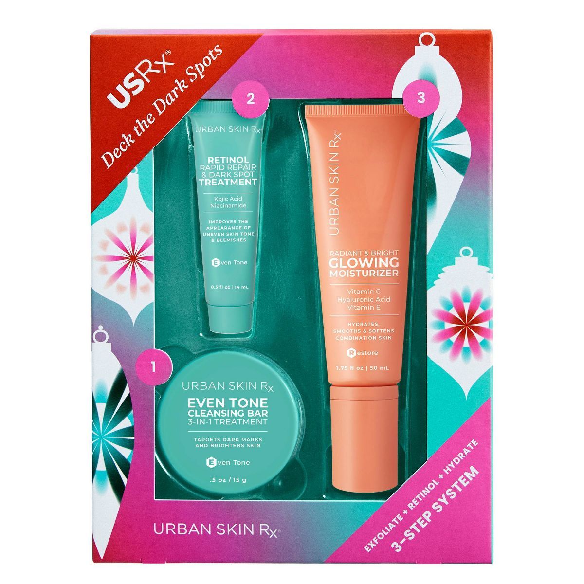 Urban Skin Rx Deck the Dark Spots Exfoliate + Retinol + Hydrate 3-Step System Skincare Gift Set -... | Target