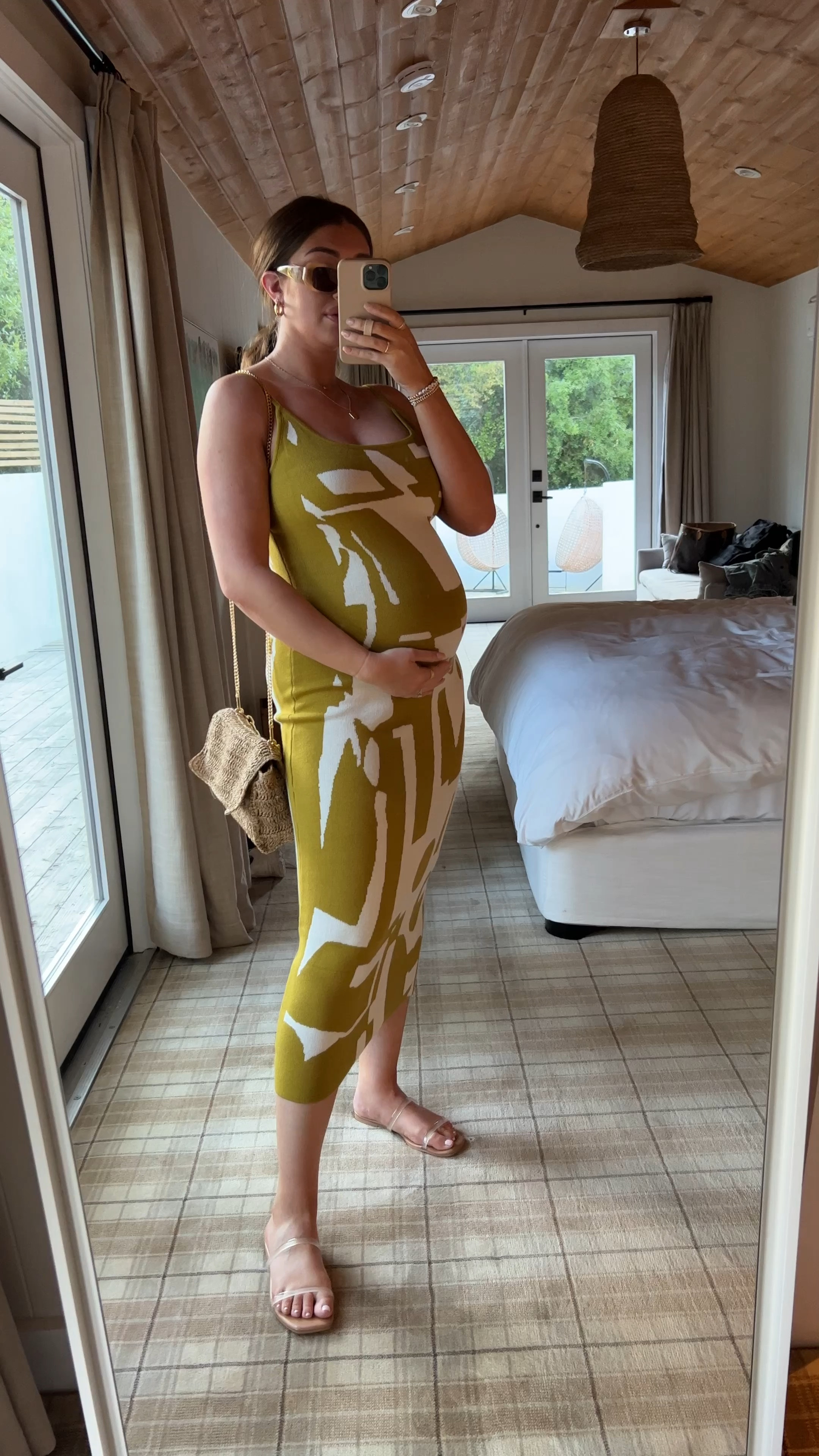 33 weeks pregnant. Went up one size to L in dress. SUNNIES color is beige 

#LTKunder50 #LTKstyletip #LTKbump