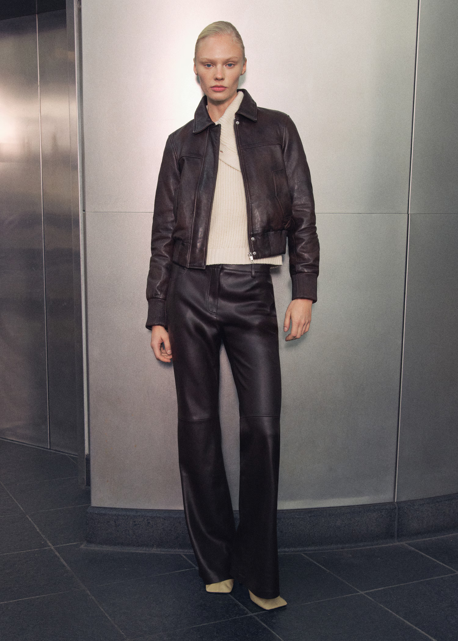 Leather bomber jacket - Women | MANGO United Kingdom | MANGO (UK)