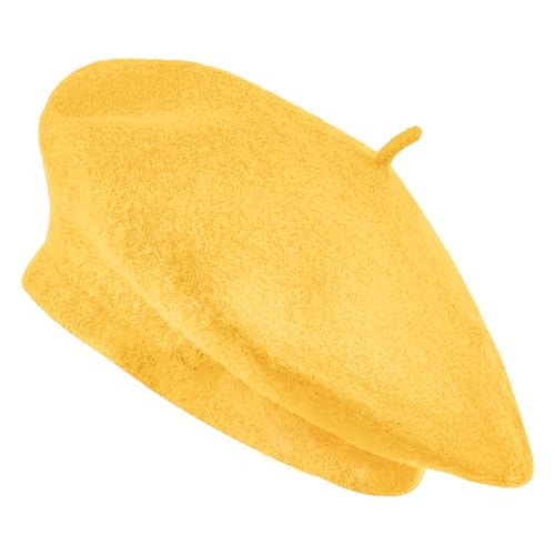 Jolbndcv 1 Pcs Beret Hat Wool French Beanie Hat Yellow | Amazon (US)