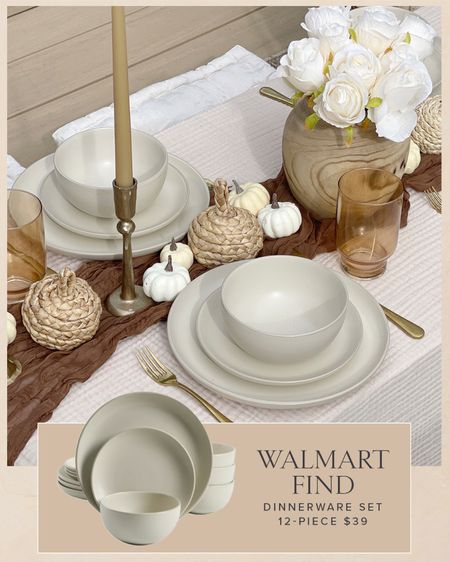 HOME \ affordable beige dinnerware set from Walmart!👌🏻

Table
Dining room
Fall decor 

#LTKfindsunder50 #LTKhome #LTKSeasonal