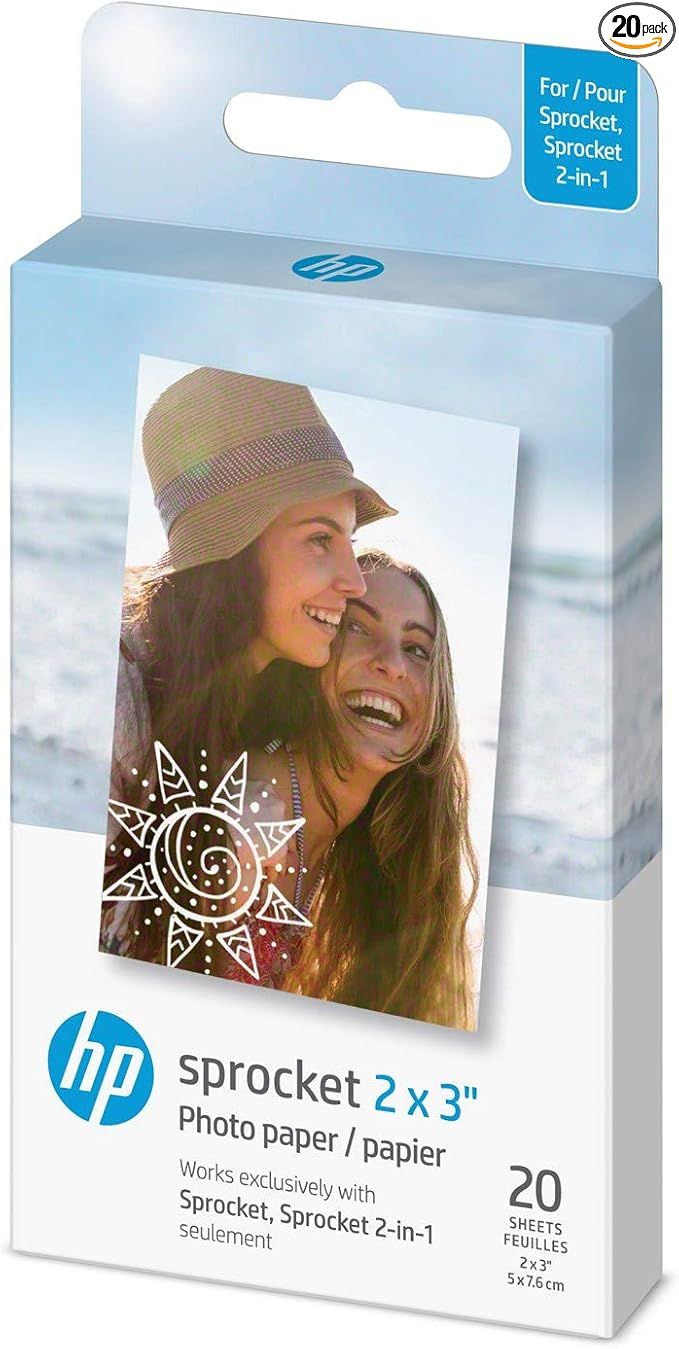 HP Sprocket 2x3" Premium Zink Sticky Back Photo Paper (20 Sheets) Compatible with HP Sprocket Pho... | Amazon (US)