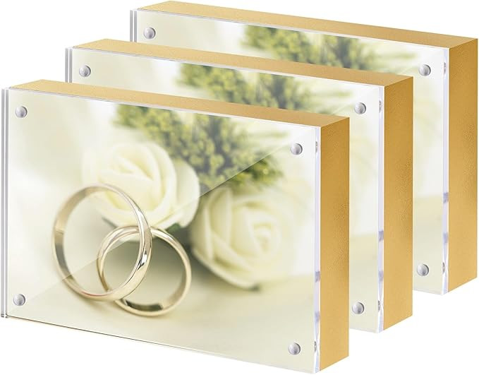 6x4 Inches Acrylic Photo Frame, 3 Pack Clear Frameless 4x6 Picture Frames with Magnetic, Transpar... | Amazon (US)