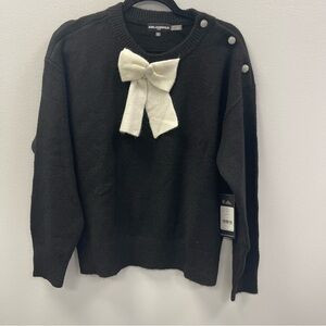 Karl Lagerfeld Paris Women's Big Bow Applique Sweater Black & White- Large - NWT | Poshmark