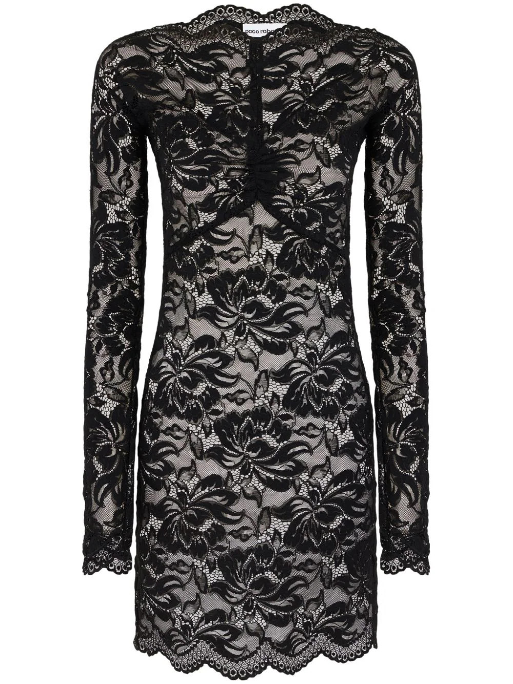 Rabanne floral-lace mini dress - Black | Farfetch Global