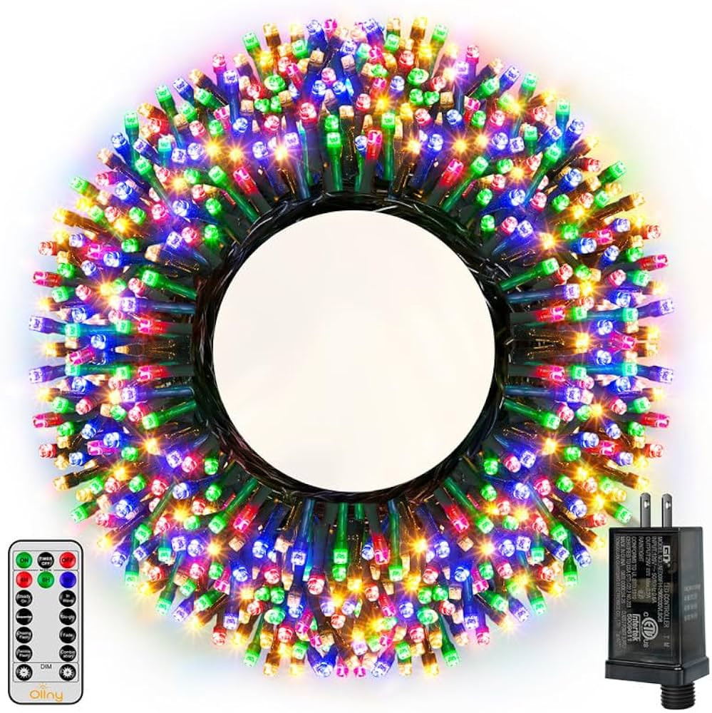 Ollny Christmas Lights, 500LED 164FT Long Christmas Tree Lights with 8 Modes Remote Timer IP44 Wa... | Amazon (US)