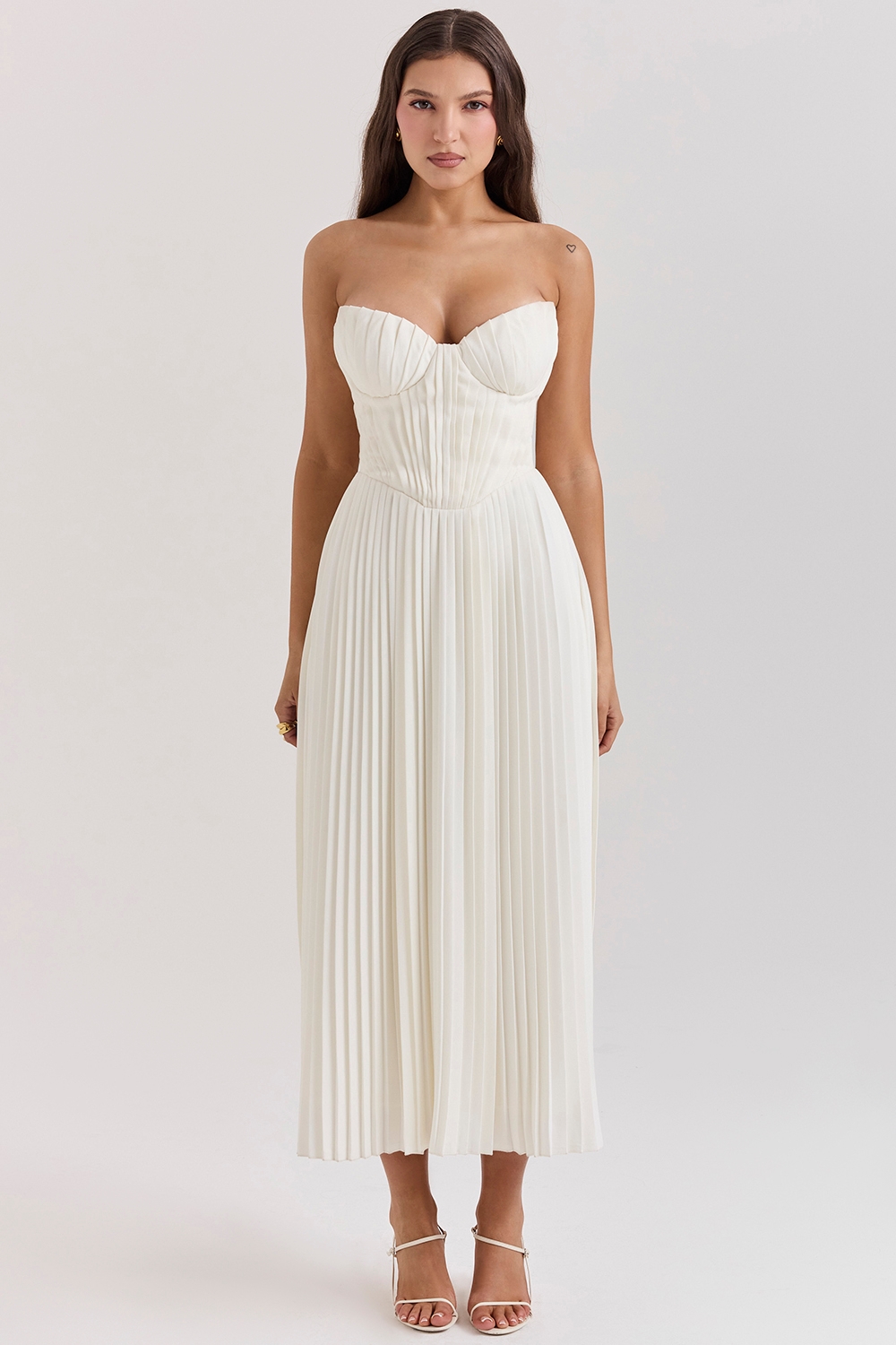 ivory pleated maxi dress | House of CB
