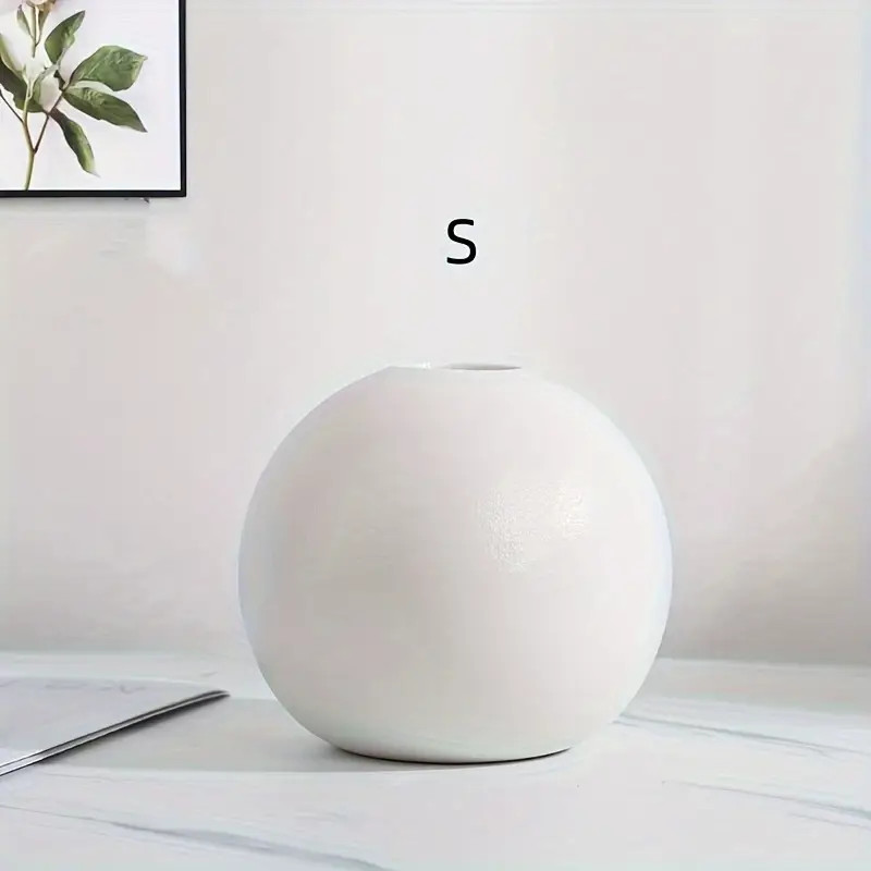 Simple Round Ceramic Vase Dried Flower Simulation Flower - Temu Switzerland | Temu Affiliate Program
