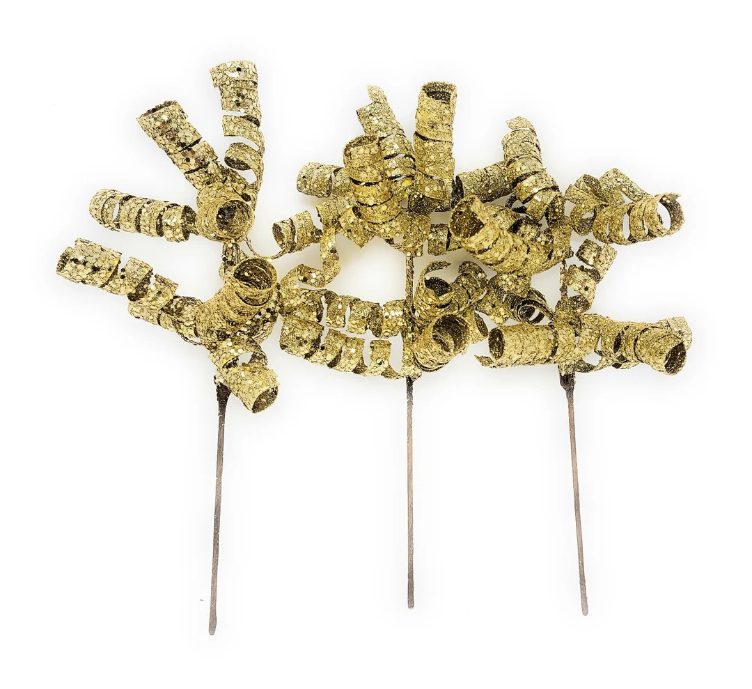 Gold Glitter Spiral Picks Wreath Attachments Vase Decorations, Set of 3 - Etsy | Etsy (US)