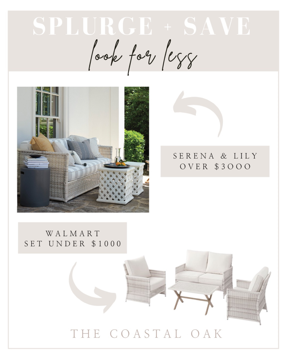 Save on outdoor furniture at Walmart with this Serena & Lily look for less 👏🏻.



#LTKhome #LTKsalealert #LTKstyletip