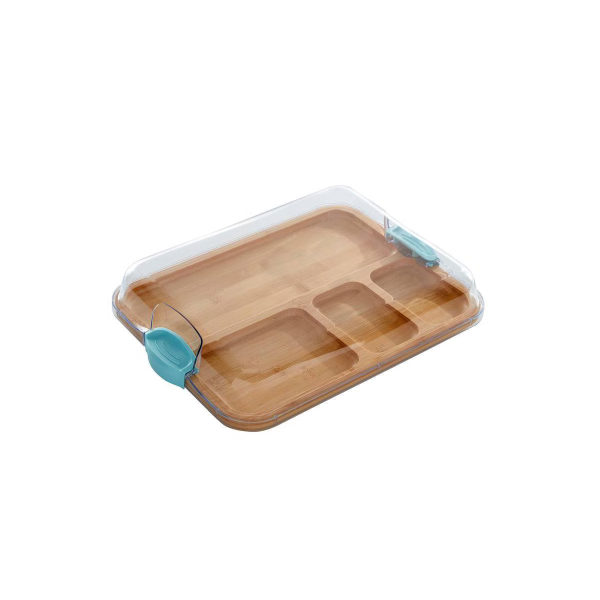 Farberware 11"x14" Build-a-Board Charcuterie 4pkt Bamboo Board with Locking Lid and Blue Handle | Target