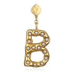 "B" Pearl Initial Single Earring | Sequin