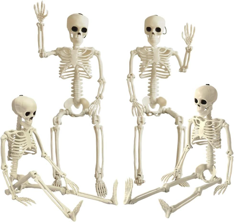 Amazon.com: Halloween Skeleton Decoration, 16" Posable Plastic Skeleton, Halloween Full Body Skel... | Amazon (US)