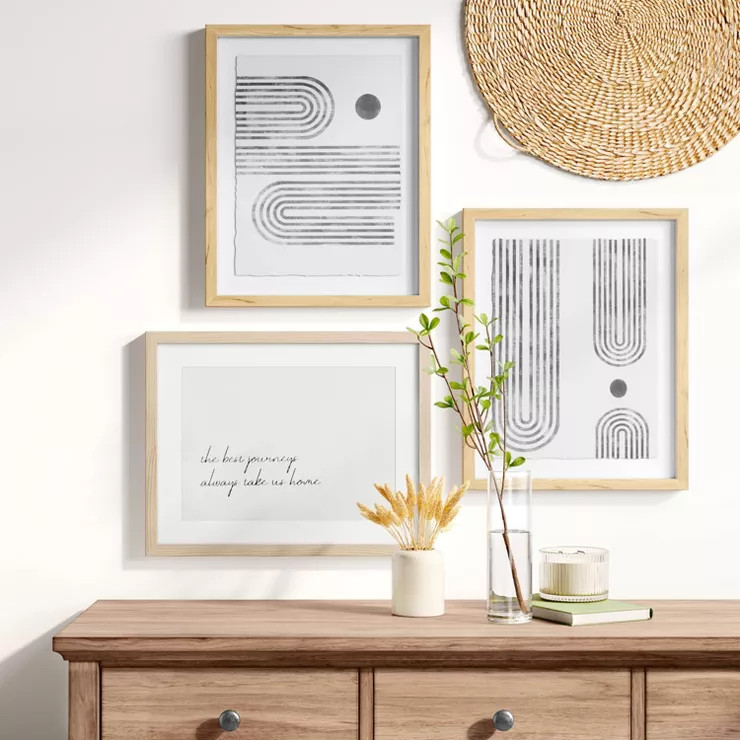 (Set of 2) 16" x 20" Curve Lines Framed Under Glass Black - Threshold™ | Target