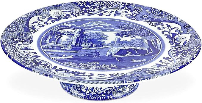 Spode Blue Italian Footed Cake Plate- 10.5" Porcelain Dessert Display Stand | Amazon (US)