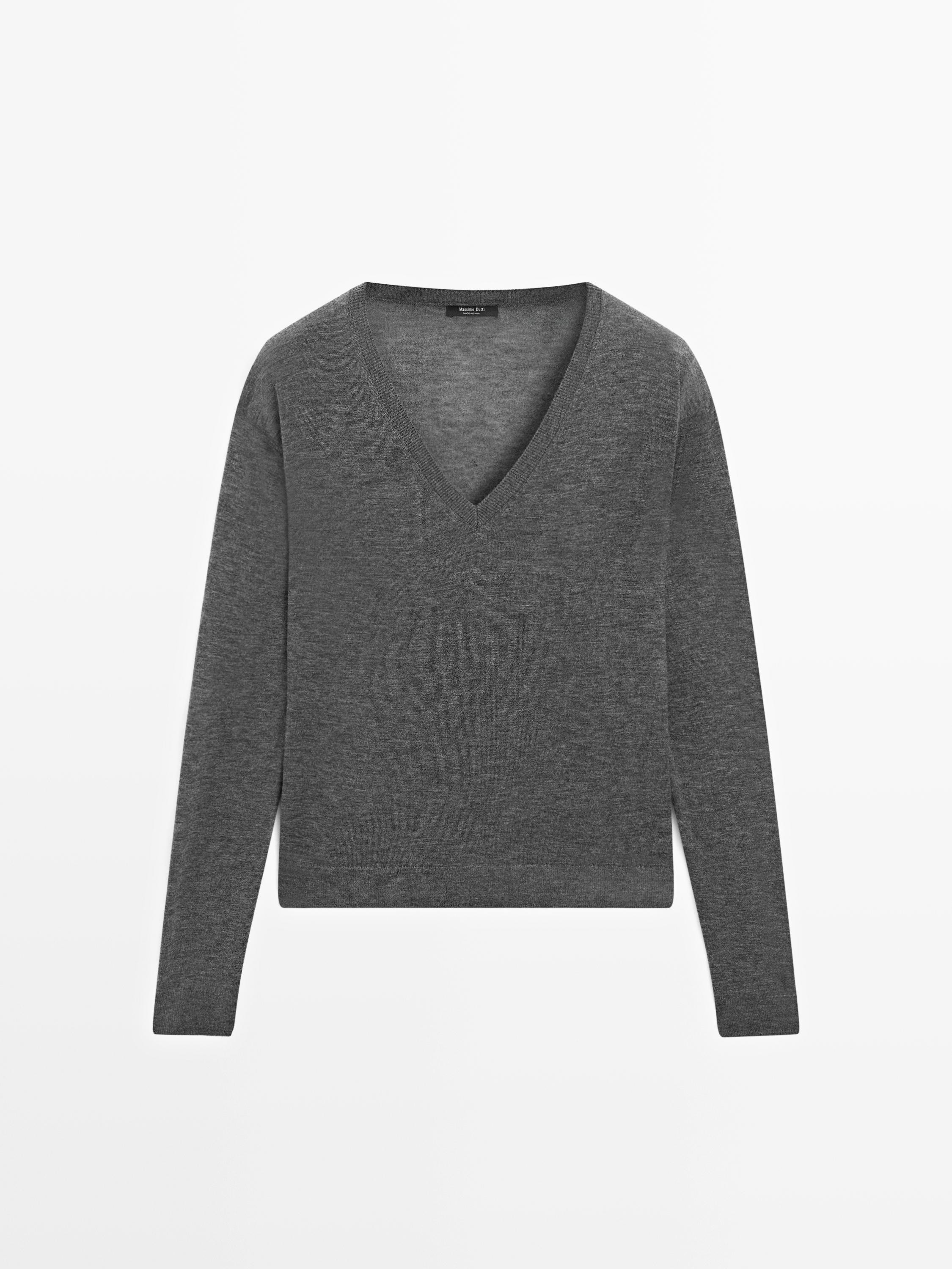 Silk and wool blend knit sweater | Massimo Dutti UK