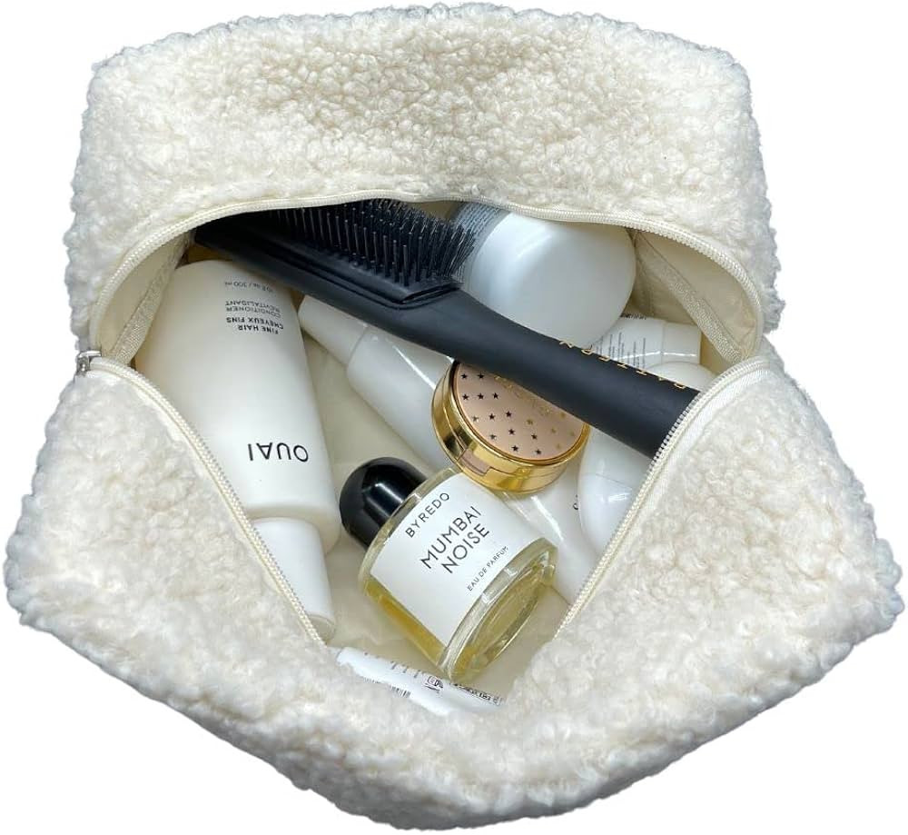 Boucle Cosmetics Toiletry Makeup Bag Large Aesthetic Makeup Travel Accessories Gift Idea (Ivory B... | Amazon (US)