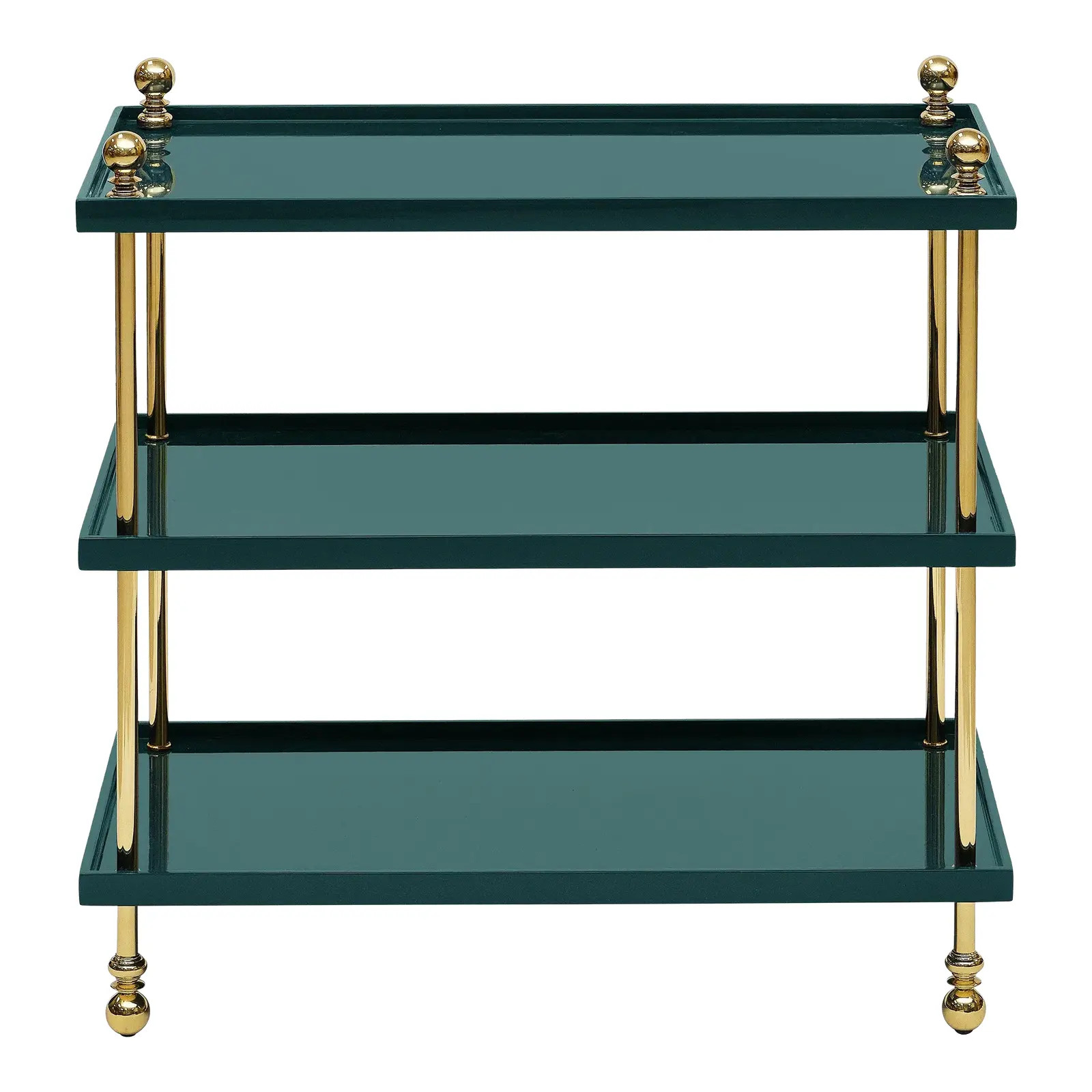 Bunny Williams Home 20"H Tiered Lacquer Drinks Table - Green Marine | Chairish