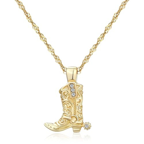 BONJOULRY Cowboy Boot Necklace for Women 14K Gold Plated Boot Pendant Necklaces Charm Pendant for Country Music Fans Cowboy Boots Necklace Jewelry Everyday for Women | Amazon (US)