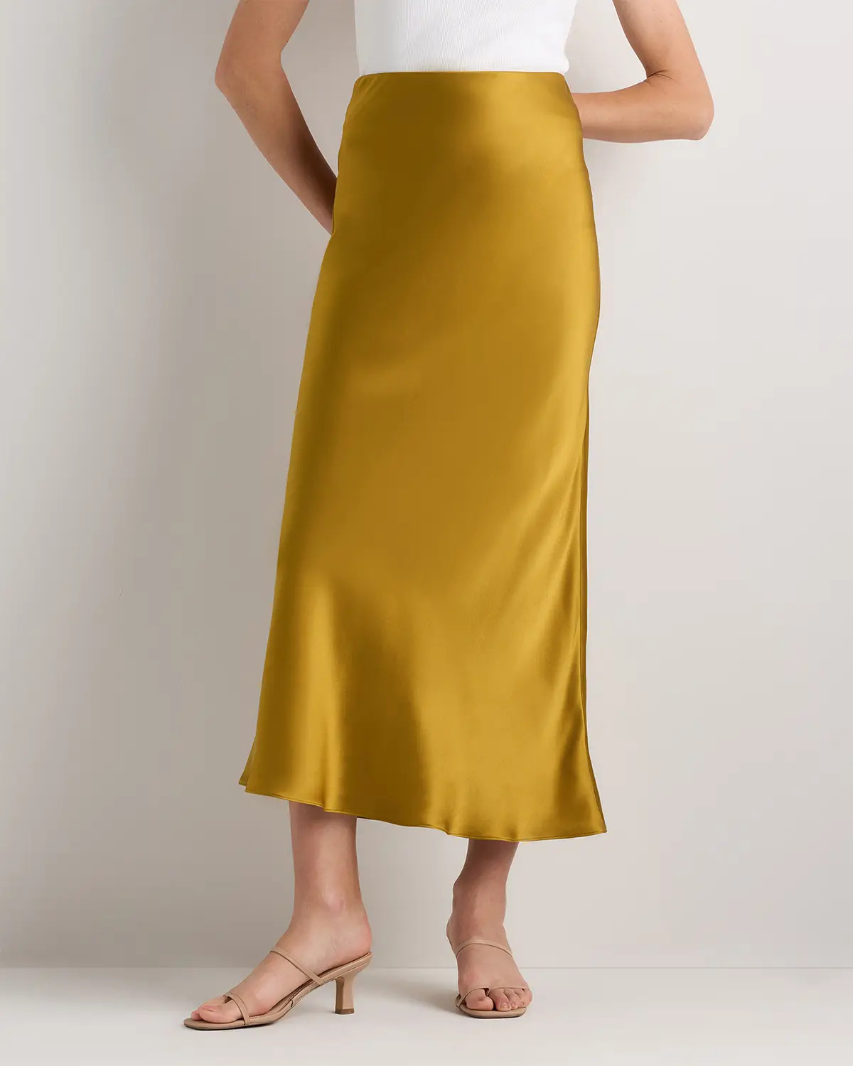 100% Washable Silk Maxi Skirt in Mineral Yellow | Quince
