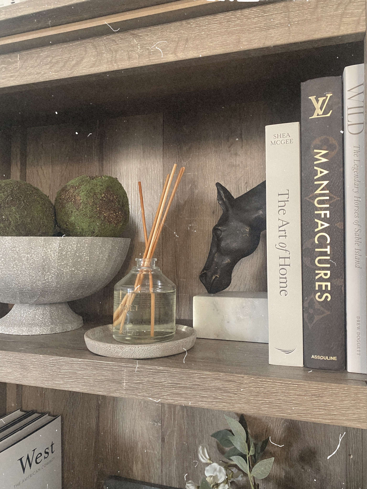 Bowl is a DIY, moss balls are from Hobby Lobby 🤍✨

Shelf styling, Amazon, Pottery Barn, Target, Walmart, Studio McGee