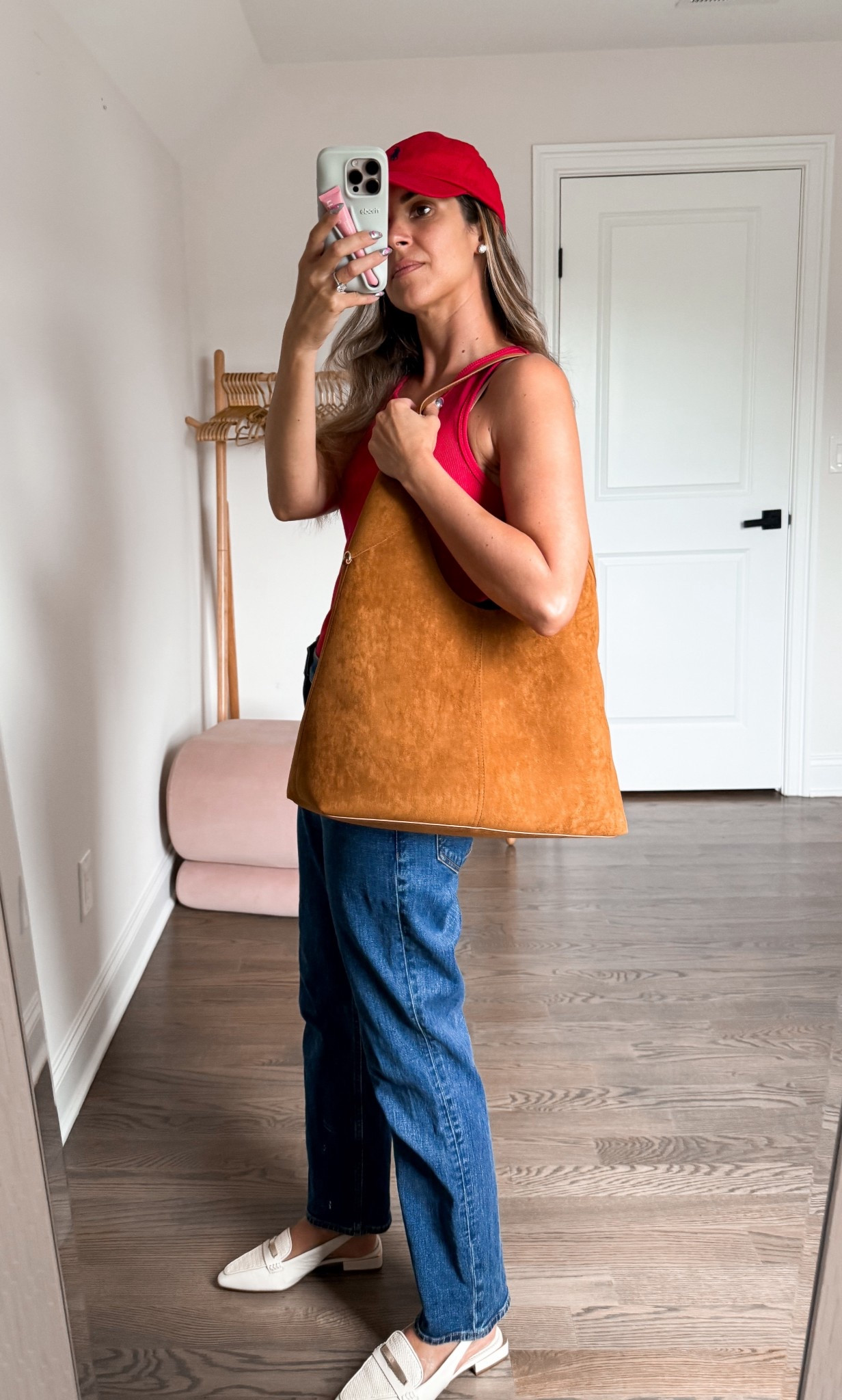 From the closet:
My newest accessory addition for Fall (brown suede oversized slouchy shoulder bag from Target) paired with my most loved accessory (polo Ralph Lauren chino cap in red) from the Summer.

#LTKSeasonal #LTKFindsUnder50 #LTKItBag