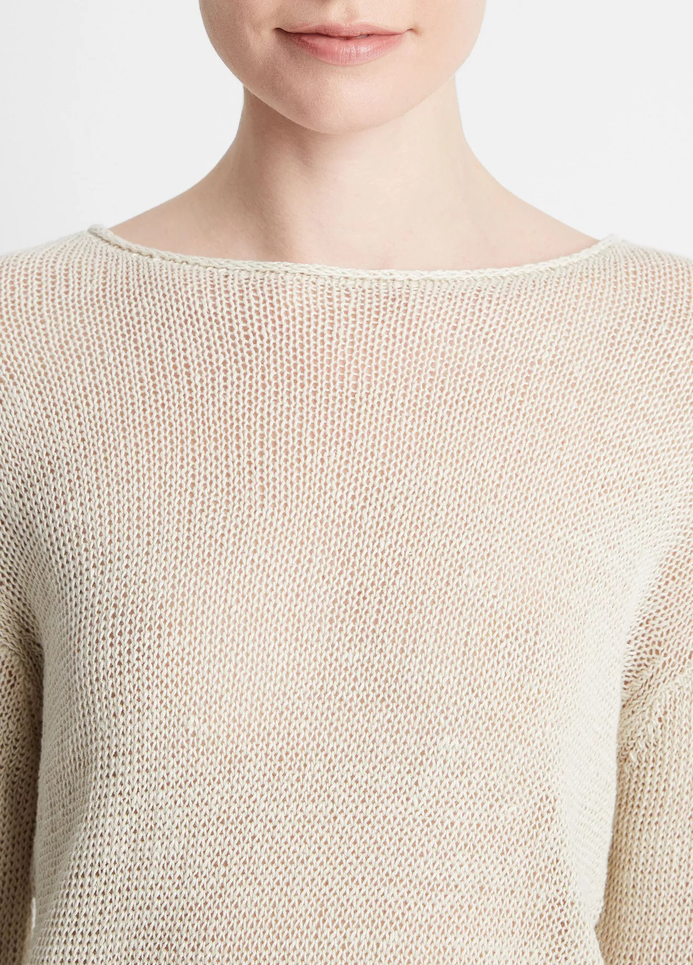Italian Linen Drop-Shoulder Pullover Sweater | Vince LLC