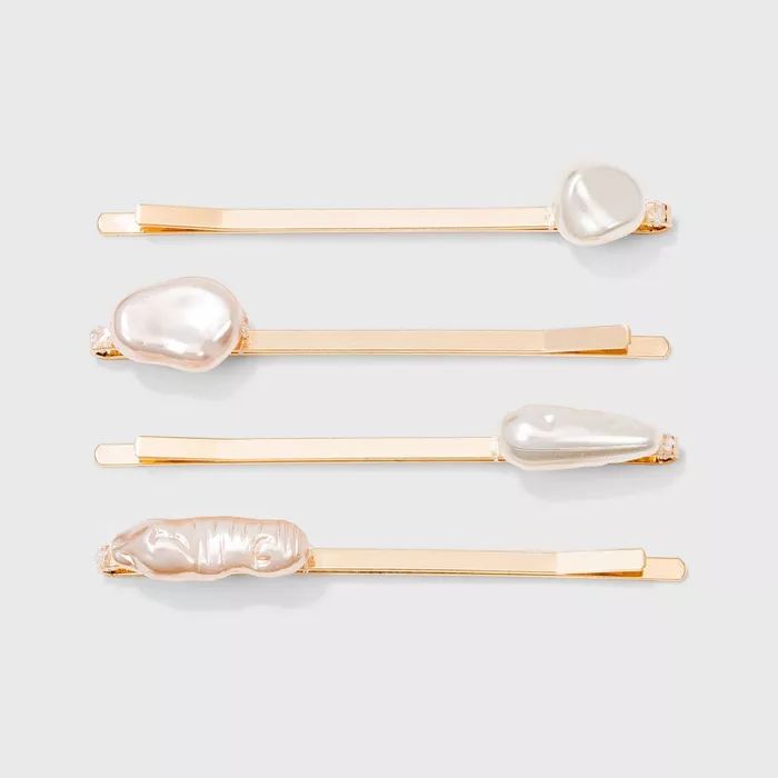 Irregular Shape Pearl Charm Bobby Pin Set - A New Day™ Ivory | Target