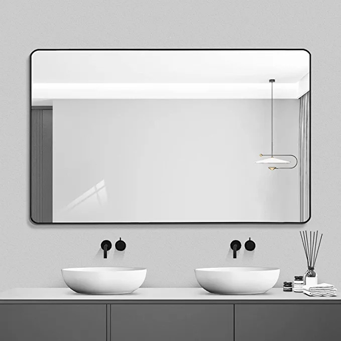 TheiaMo 47.5"x30" Bathroom Mirror Wall Mounted, Rounded Rectangular Bathroom Vanity Mirror, Frame... | Amazon (US)