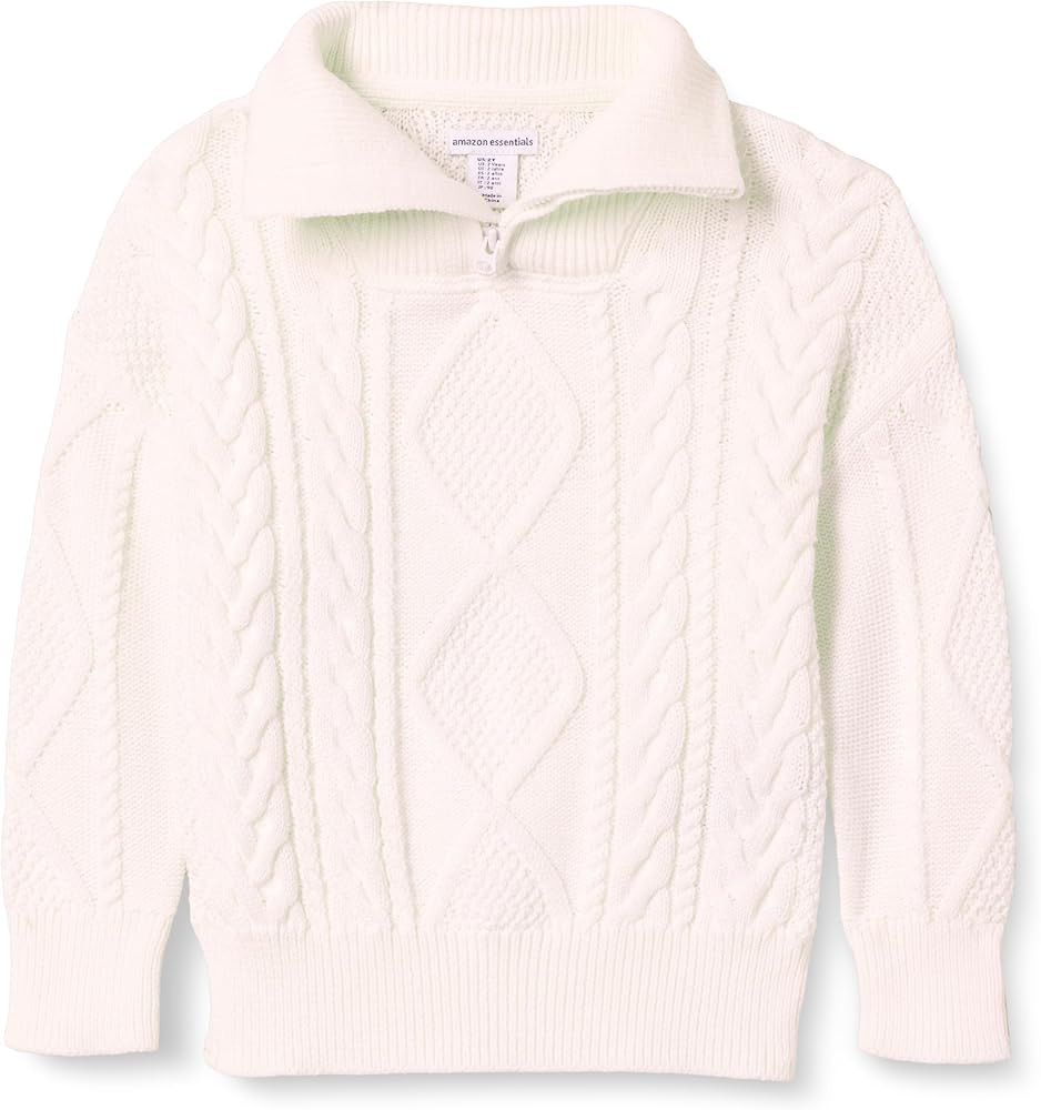 Amazon Essentials Boys and Toddlers' Quarter-Zip Cable-Knit Relaxed-Fit Sweater | Amazon (US)
