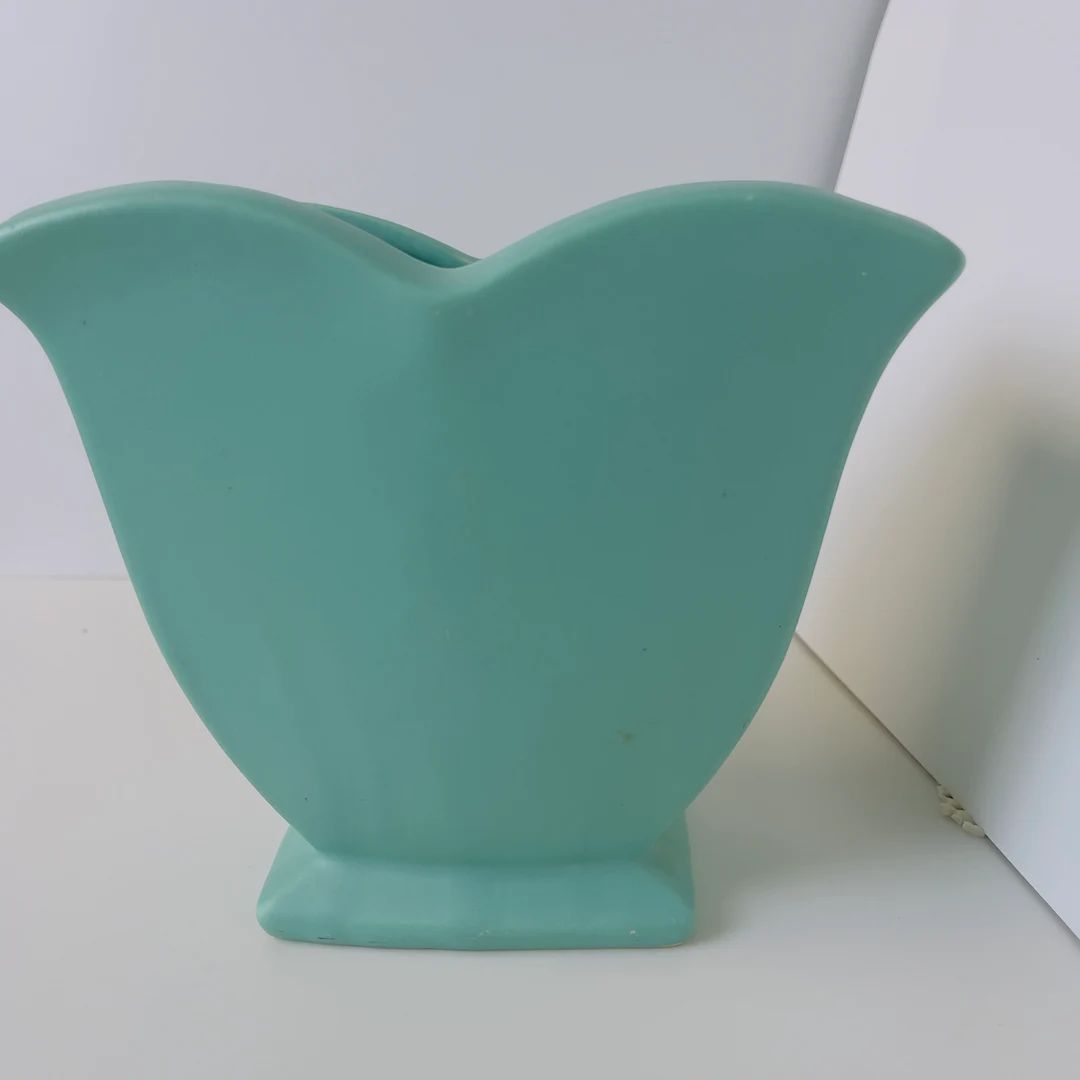 Vintage Mccoy Pottery Beautiful Matte Greenish Blue Vase in - Etsy | Etsy (US)