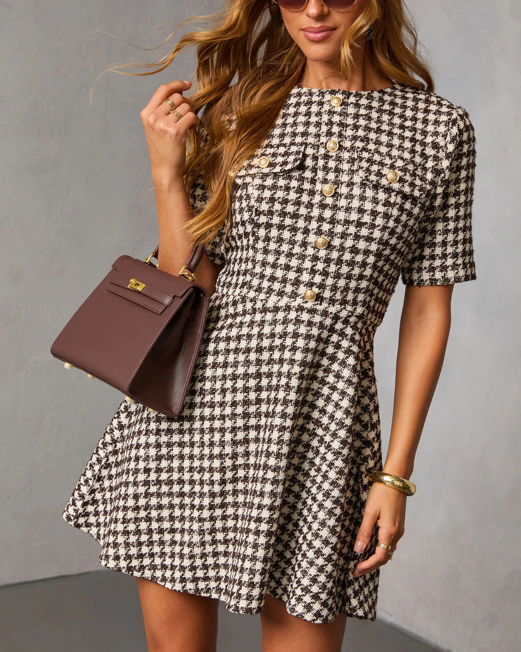 Lysette Tweed Houndstooth Mini Dress | VICI