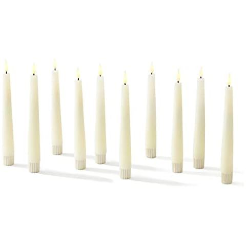 LampLust 7 Inch Flameless Taper Candles - Realistic 3D Flame with Wick, Ivory Real Wax, Flickerin... | Amazon (US)