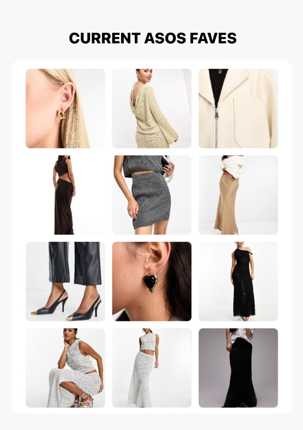 Lots of fab new pieces on asos at the moment! Some of these have 25% off already but you can use the code XOXO for 20% off too! Code runs out tomorrow morning at 8am! 

Lots of fab earrings, heels that are perfect for party season, cosy jackets, knit sets and dresses! 

#LTKparties #LTKCyberWeek #LTKHolidaySale