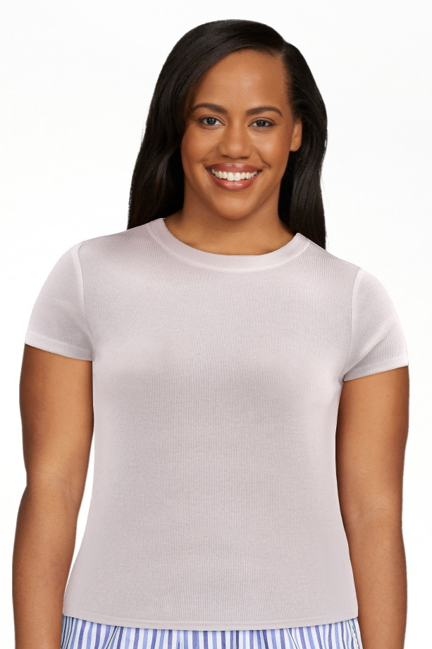 No Boundaries Ribbed Crewneck Tee with Short Sleeves, Women's | Walmart (US)