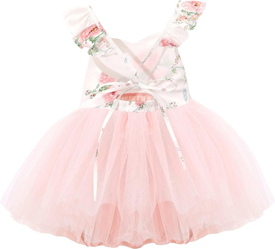 Flofallzique Summer Baby Girls Tulle Dress Floral Wedding Birthday Tea Party Special Occasion Inf... | Amazon (US)