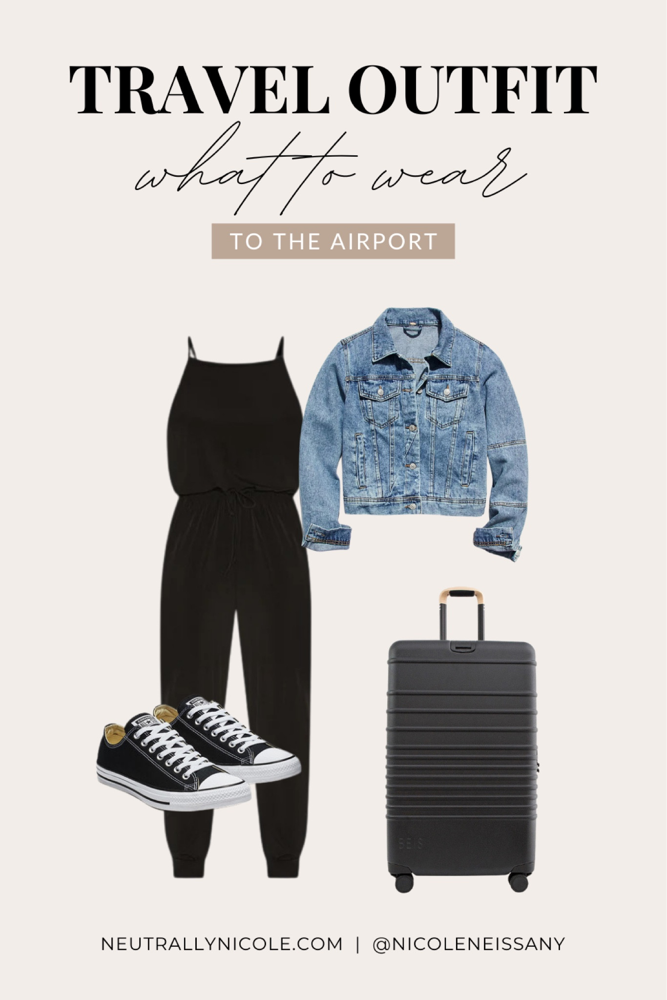Airport outfit - jumpsuit, sneakers, denim jacket

// spring break, vacation outfit, airport outfit, airport looks, airport style, airport fashion, airplane outfit, travel outfit, travel style, travel fashion, casual outfit, athleisure outfit, sweatpants, suitcase, luggage, Beis, Free People, Abercrombie, neutral style, spring, summer, fall #ltktravel #ltkfind #ltkstyletip #ltkunder50 #ltkunder100 #ltkfit #ltku #ltkshoecrush #ltkseasonal