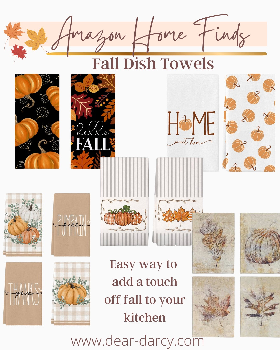 Amazon home finds

I found the cutest Fall dish towels a great way to add a little touch of Fall to your kitchen. 

#LTKStyleTip #LTKHome #LTKFindsUnder50