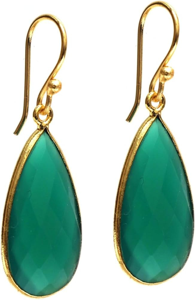 Gempires Genuine Gemstone Faceted Long Pear Gemstone Drop Dangle Hook Earrings, Statement Jewelry... | Amazon (US)