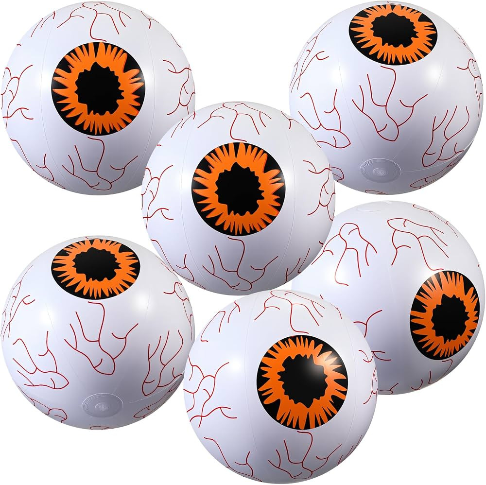 6 Pcs Summer Halloween Inflatable Beach Balls 14 Inch Halloween Pumpkin Ghost Pool Floats Plastic... | Amazon (US)