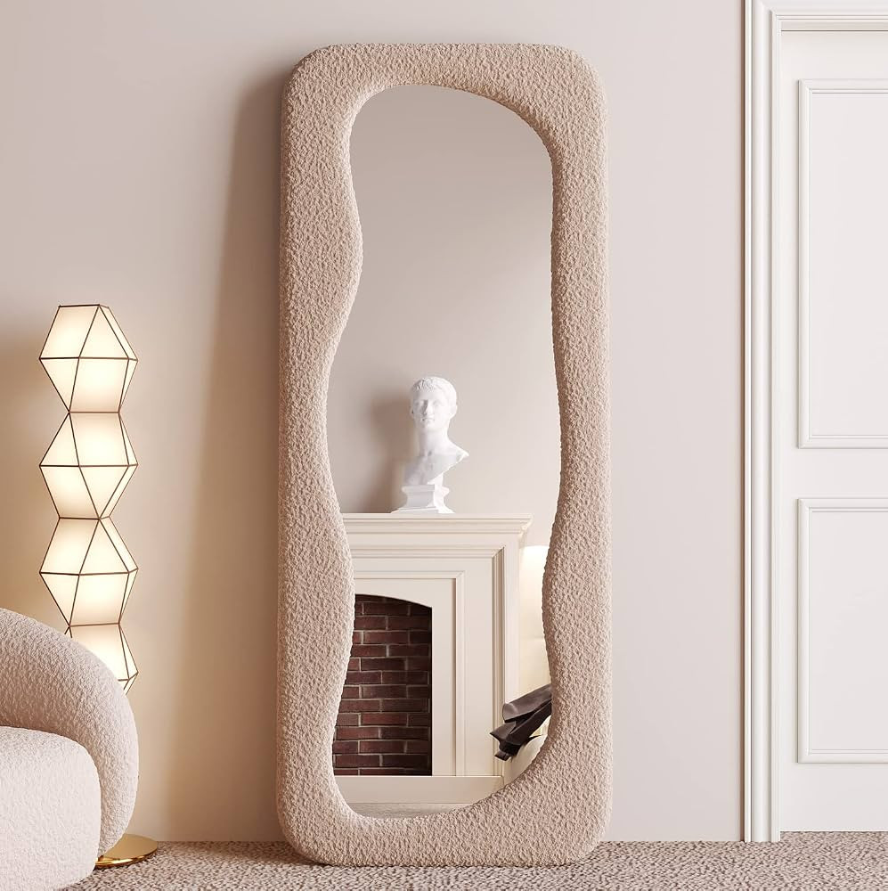 BOJOY Full Length Mirror,63"x24" Irregular Wavy Mirror, Asymmetrical Mirror, Wave Arched Floor Mi... | Amazon (US)