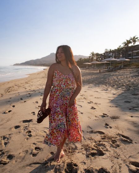 Tropical vacation outfit idea, summer beach outfit, floral dress, Mexico vacation | @balticborn dress (M) runs tts and is so comfy! Lightweight, so it’s perfect for the beach 🏝️ 

#LTKSeasonal #LTKparties #LTKtravel