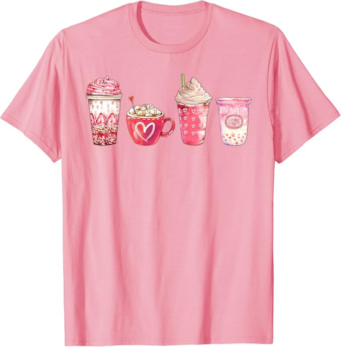 Valentines Drinking Coffee Love Heart Graphic Valentines Day T-Shirt | Amazon (US)