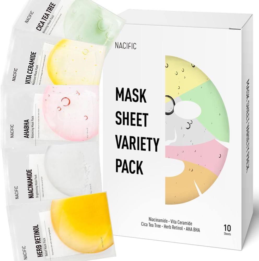 NACIFIC Premium 10-Sheet Facial Mask Skincare Korean Variety Pack for Ultimate Skin Nourishment -... | Amazon (US)