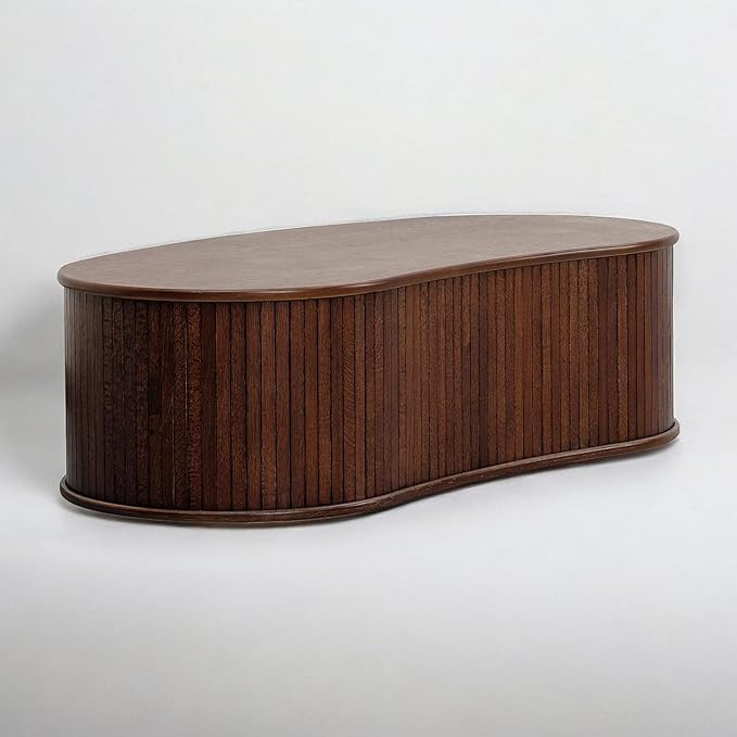 NTC Ripple Coffee Table, Modern Oval Wooden Center Table with Vertical Groove Design, Stylish Liv... | Amazon (US)