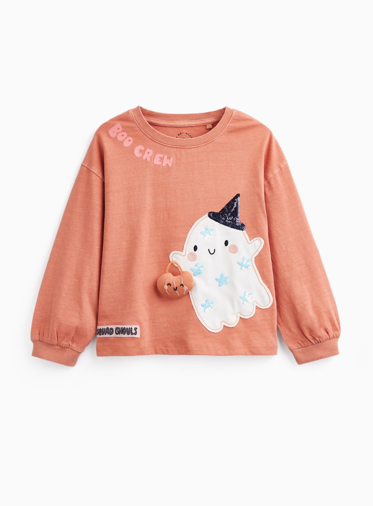 Orange Embroidered Ghost Halloween Jumper  6-7 years | Tu Clothing