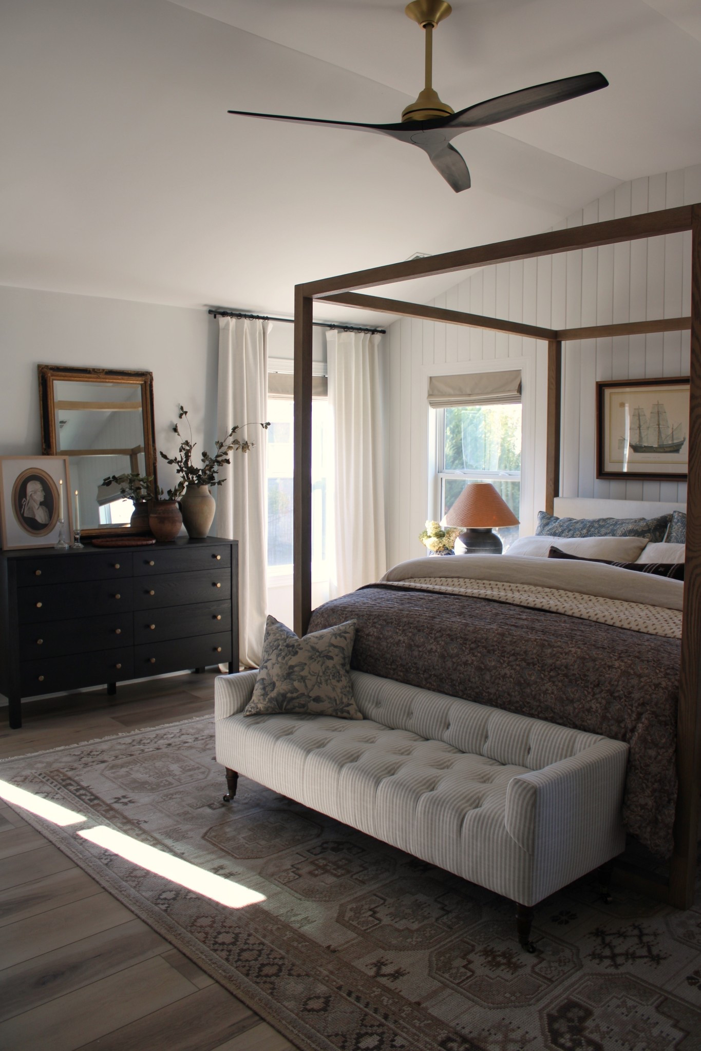 Master bedroom, primary bedroom, black dresser, canopy bed, quilt

#LTKOver40 #LTKHome