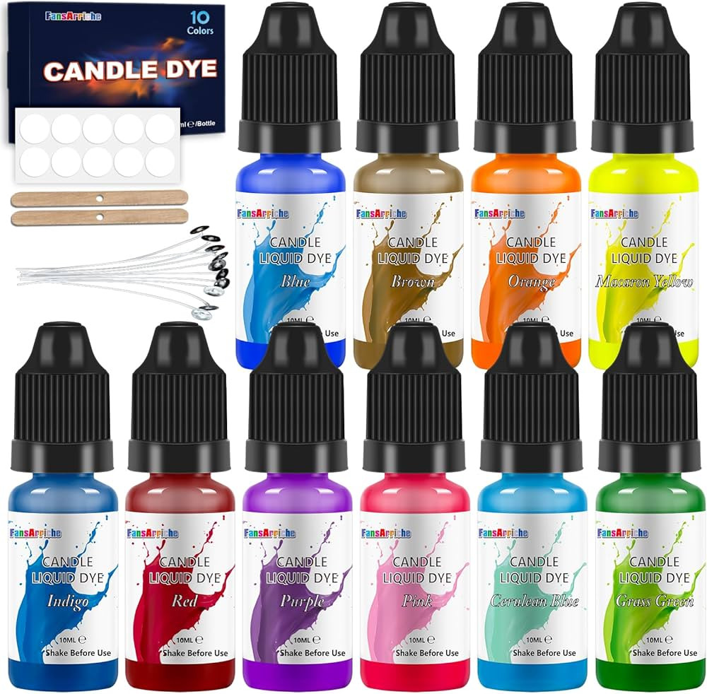FansArriche Candle dye - 10 Colors Liquid Oil-Based dye for Candle Wax, Vivid Candle Color for DI... | Amazon (US)