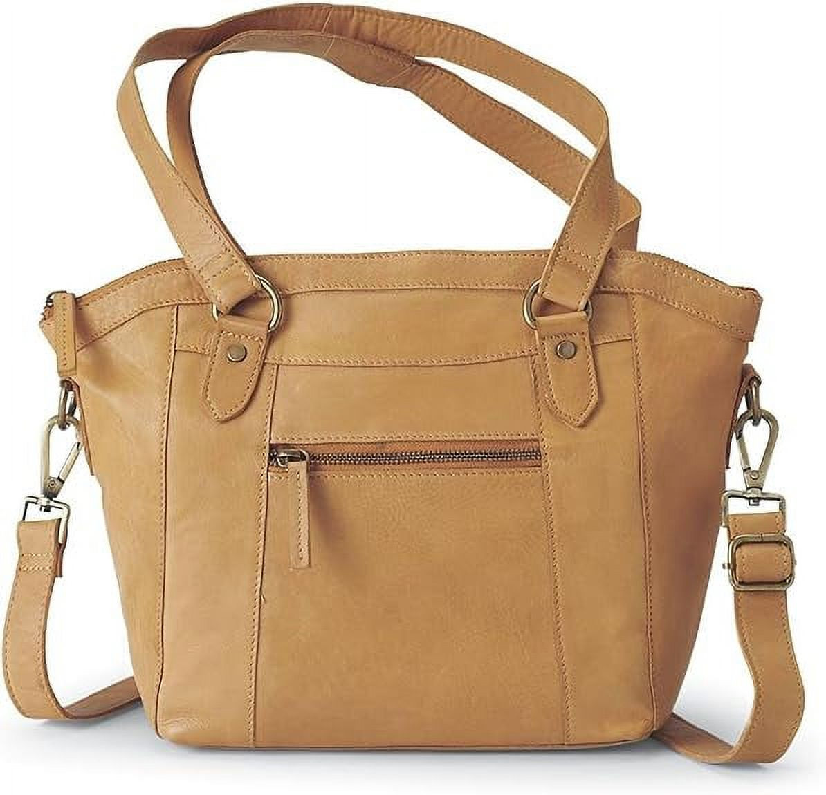 Seamed Genuine Leather Bag, Stylish Women’s Purse with Zip Closure, Ladies Handbag with Top-Han... | Walmart (US)