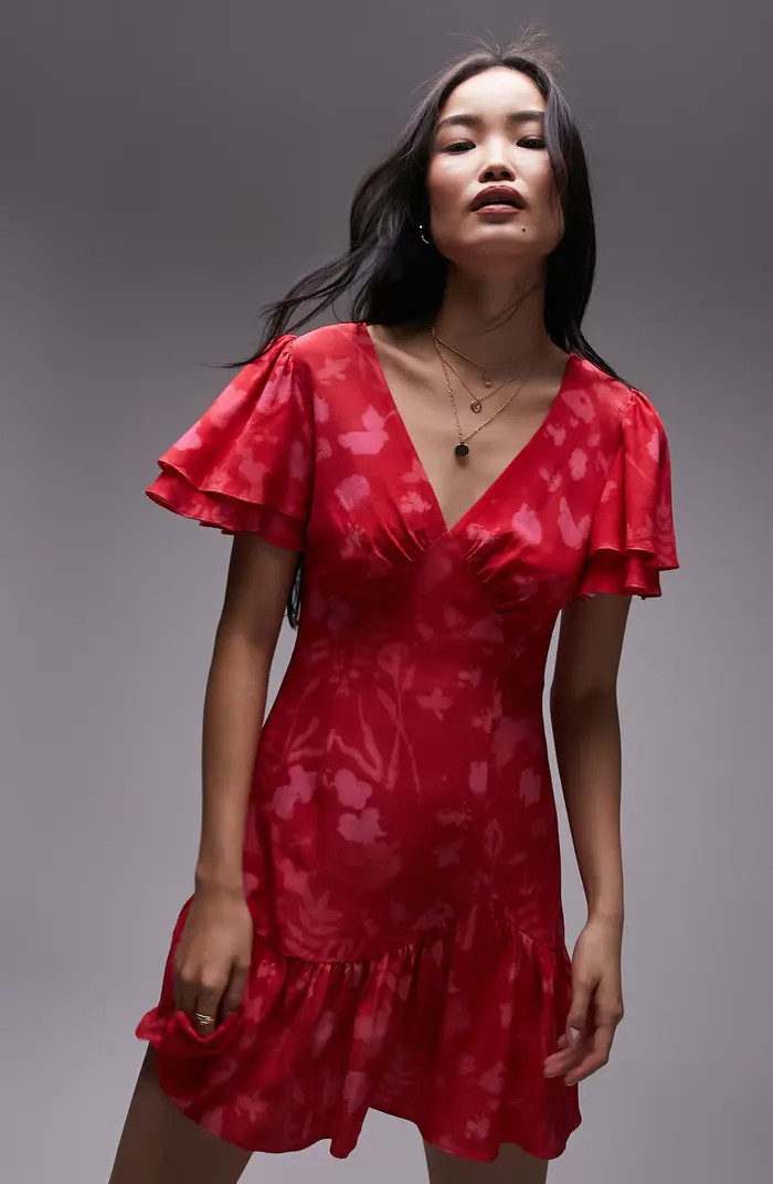 Angel Sleeve Floral Minidress | Nordstrom